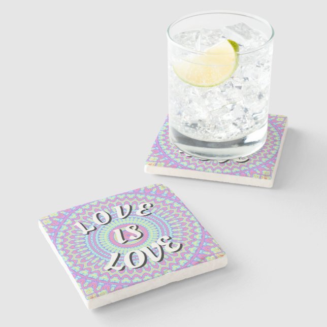 Posavasos De Piedra Love Is Love Pride Stone Coaster (Lateral)
