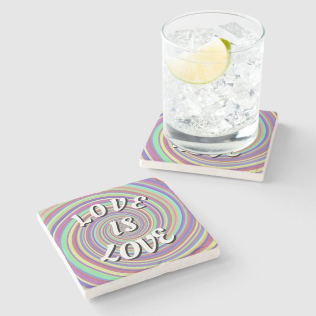 Posavasos De Piedra Love Is Love Pride Stone Coaster (Lateral)
