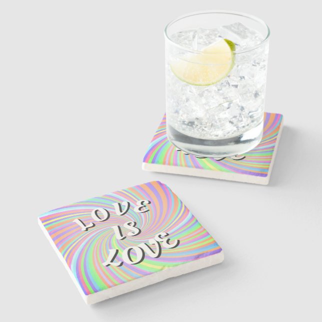 Posavasos De Piedra Love Is Love Pride Stone Coaster (Lateral)