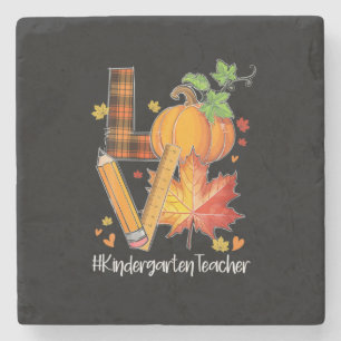 Posavasos De Piedra LOVE Kindergarten Teacher Fall deja otoño