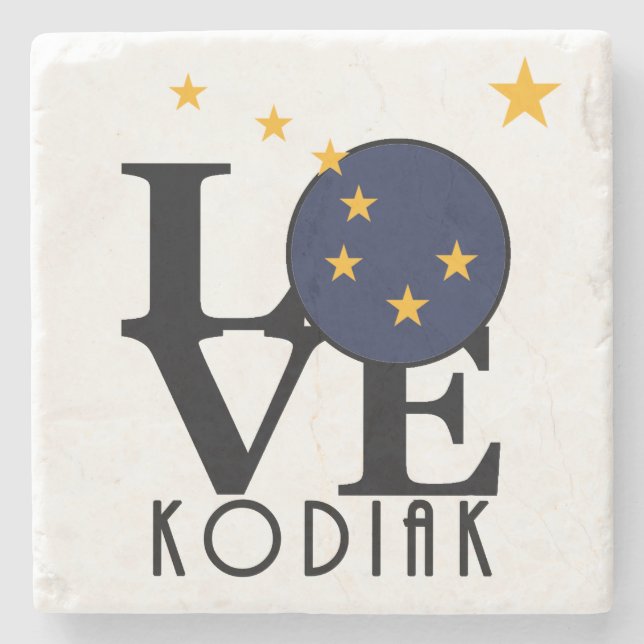Posavasos De Piedra LOVE Kodiak Alaska (Anverso)
