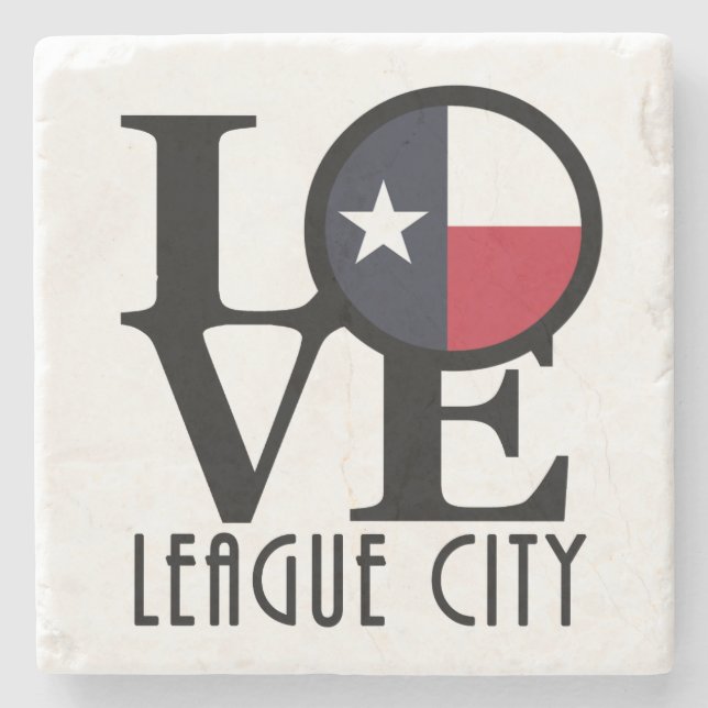 Posavasos De Piedra LOVE League City Texas (Anverso)