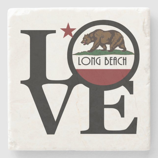 Posavasos De Piedra LOVE Long Beach California (Anverso)