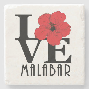Posavasos De Piedra LOVE Malabar rojo hibiscus