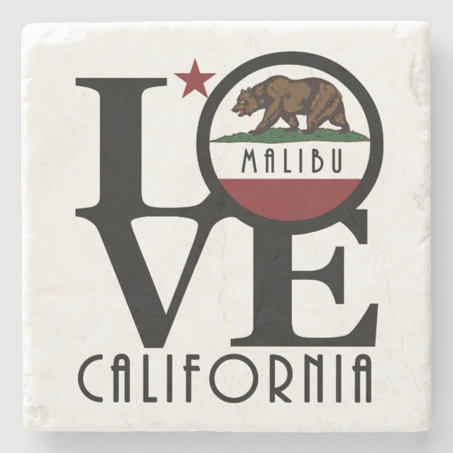 Posavasos De Piedra LOVE Malibu California (Anverso)