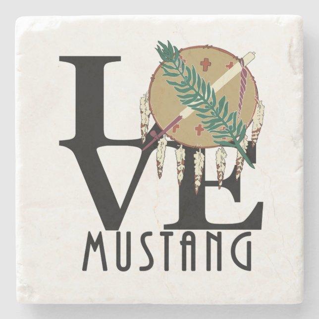Posavasos De Piedra LOVE Mustang Oklahoma (Anverso)