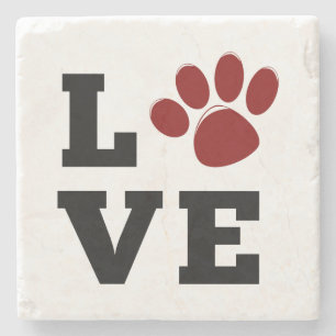 Posavasos De Piedra Love Paw Print Animal Lover Dog Lover