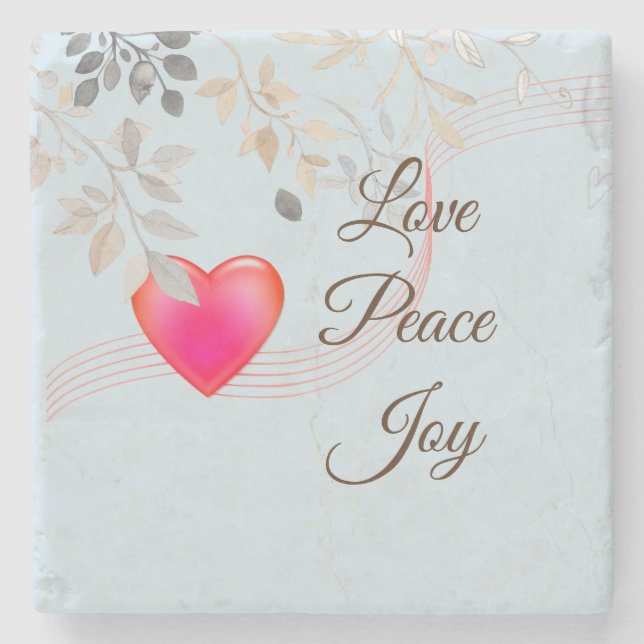 Posavasos De Piedra Love Peace Joy II (Anverso)