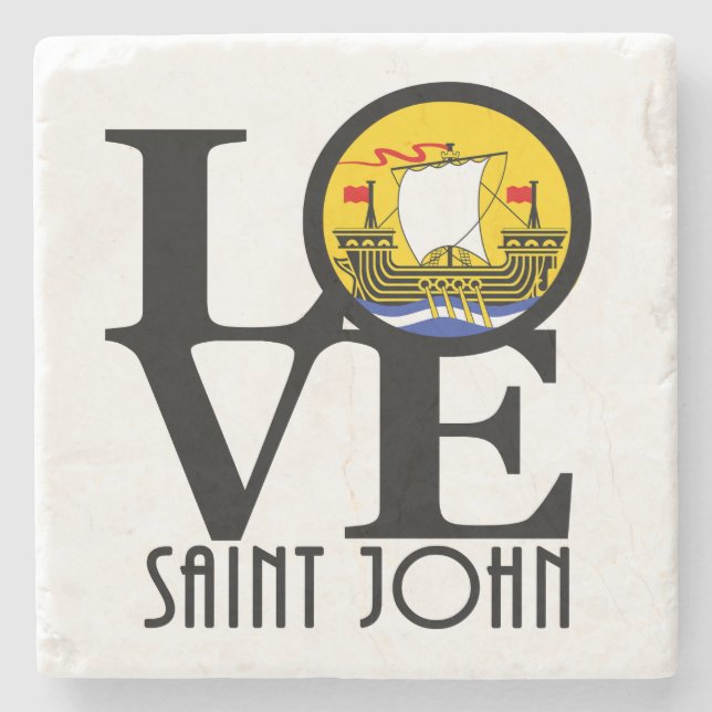 Posavasos De Piedra LOVE Saint John New Brunswick (Anverso)