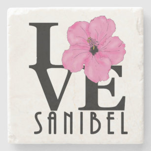 Posavasos De Piedra LOVE Sanibel Pink