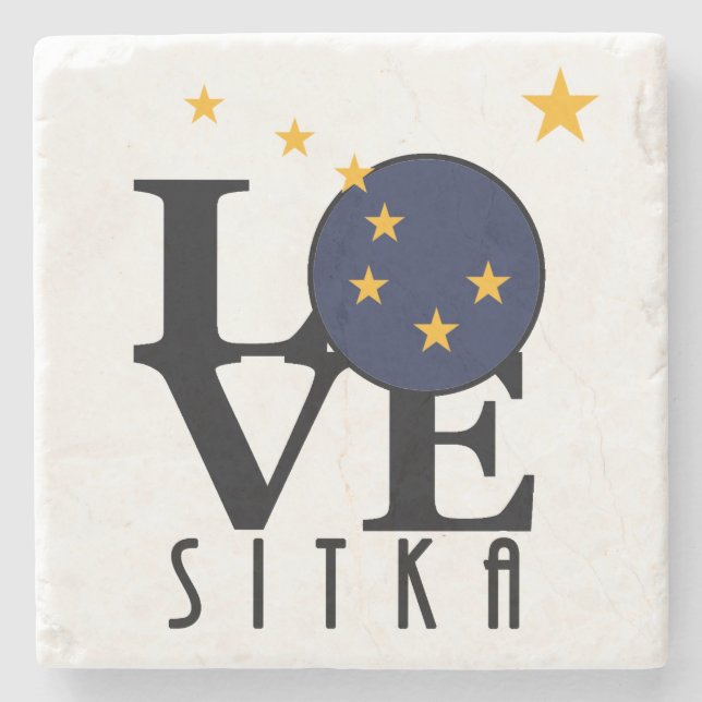 Posavasos De Piedra LOVE Sitka Alaska (Anverso)