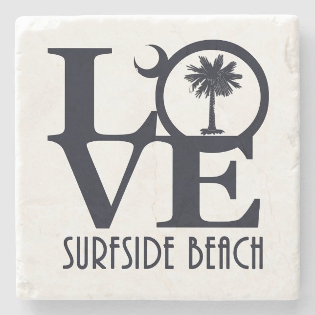 Posavasos De Piedra LOVE Surfside Beach SC (Anverso)