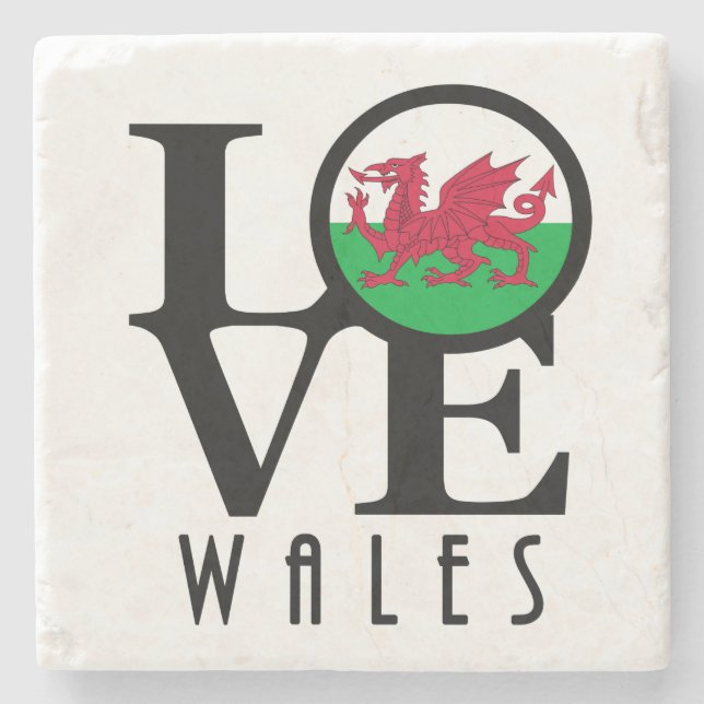 Posavasos De Piedra LOVE Wales (Anverso)