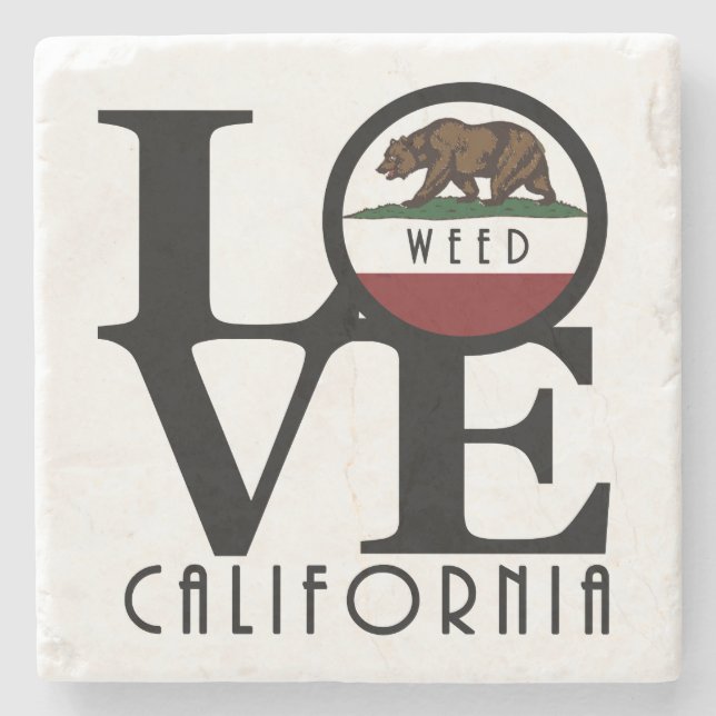 Posavasos De Piedra LOVE Weed California (Anverso)