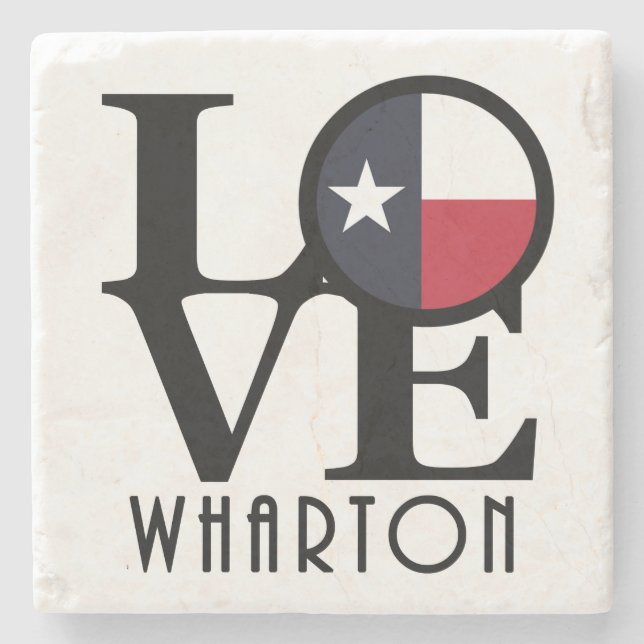 Posavasos De Piedra LOVE Wharton Texas (Anverso)