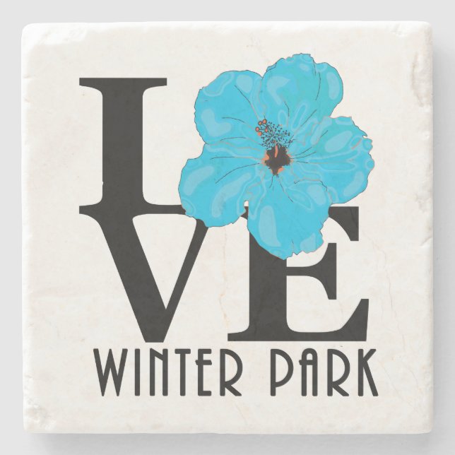 Posavasos De Piedra LOVE Winter Park Blue Hibiscus (Anverso)