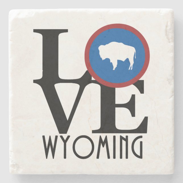 Posavasos De Piedra LOVE Wyoming (Anverso)