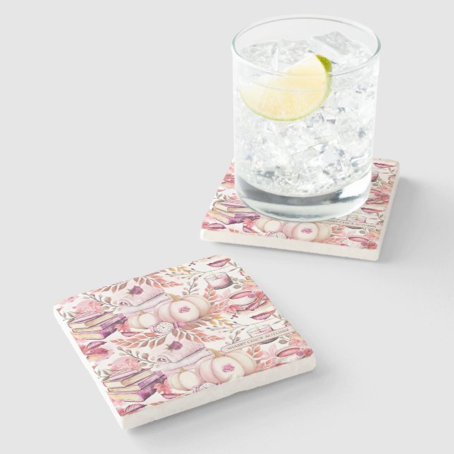 Posavasos De Piedra Lovely Shabby Chick Autumn Pattern (Lateral)