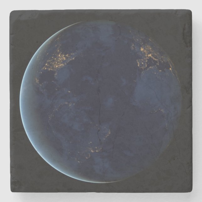 Posavasos De Piedra Luces nocturnas en el planeta Tierra (hemisferio o (Anverso)