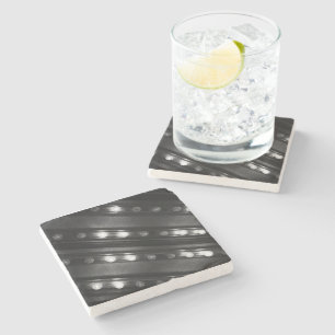 Posavasos De Piedra Luces Twinkle en blanco y negro