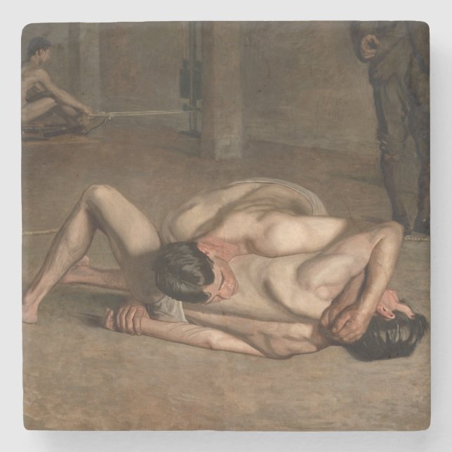 Posavasos De Piedra Luchadores (de Thomas Eakins) (Anverso)