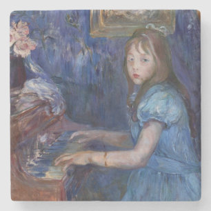 Posavasos De Piedra Lucie Leon tocando el piano (de Berthe Morisot)