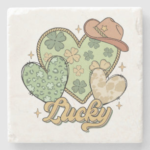 Posavasos De Piedra Lucky Western St Patricks Day Heart Shamrock Irish