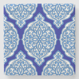 Posavasos De Piedra Lujo blanco-azul, ornamento turco.