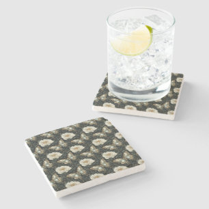 Posavasos De Piedra Lujoso patrón de floral y mariposa sin foco