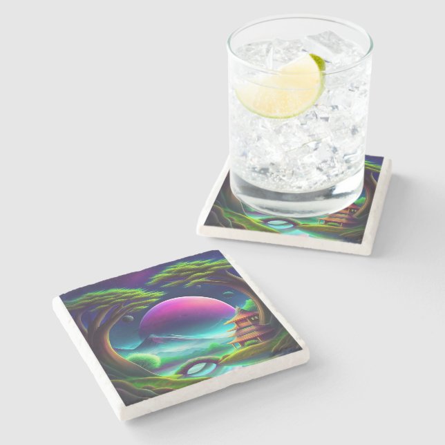 Posavasos De Piedra Luna morada (Lateral)