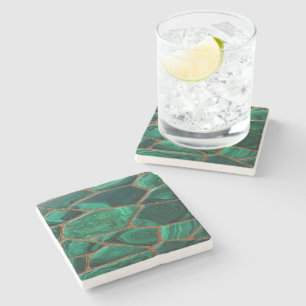 Posavasos De Piedra Luxury Emerald Malachite Green Marble Abstract