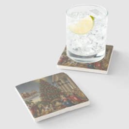 Posavasos De Piedra Luxury Marble Nativity Christmas Tree Coaster