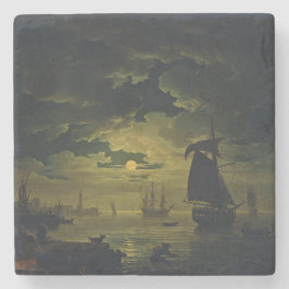 Posavasos De Piedra Luz de luna sobre Palermo Arte gráfico de alta fid