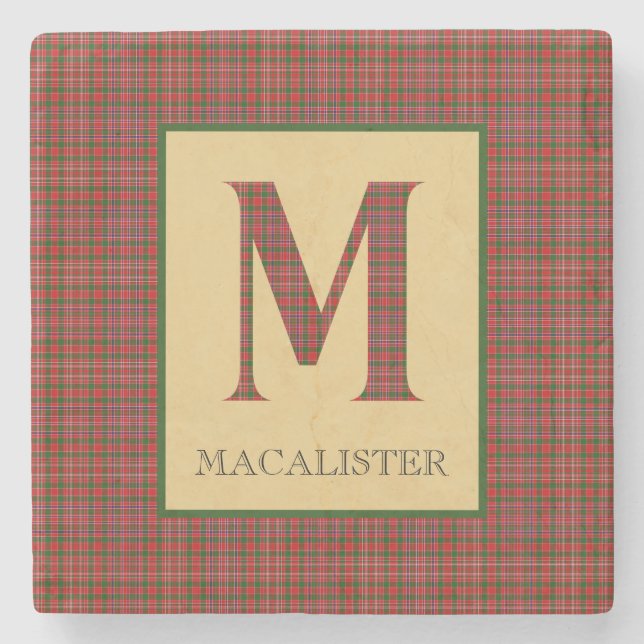 Posavasos De Piedra MacAlister Tartan Monogram M (Anverso)