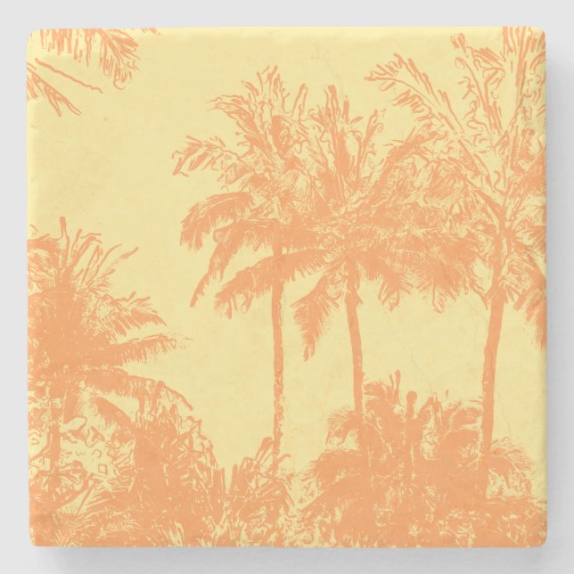 Posavasos De Piedra Macena Beach Hawaiian Sketchy Palms (Anverso)