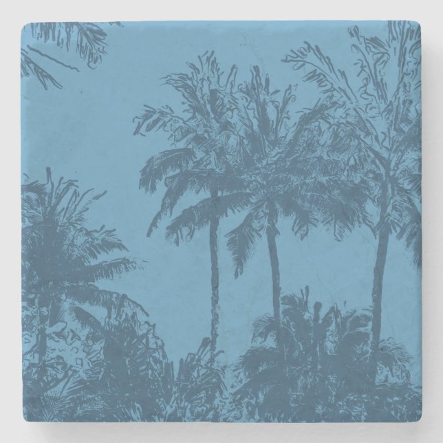 Posavasos De Piedra Macena Beach Hawaiian Sketchy Palms (Anverso)