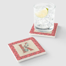 Posavasos De Piedra Madera de granero y letra K de bandana