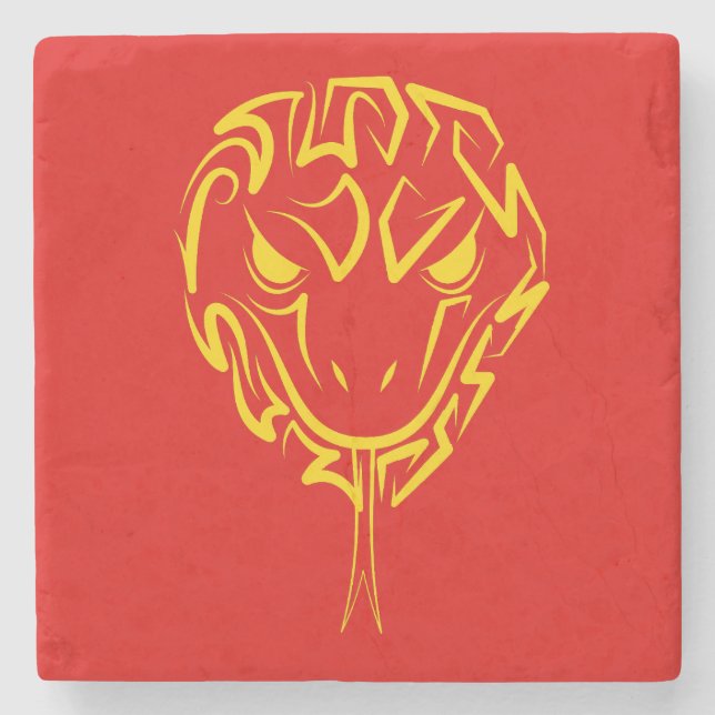 Posavasos De Piedra Madera del Año Nuevo Lunar Chino de la Serpiente 2 (Anverso)