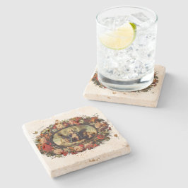 Posavasos De Piedra Madonna - María corona de flor - Vintage