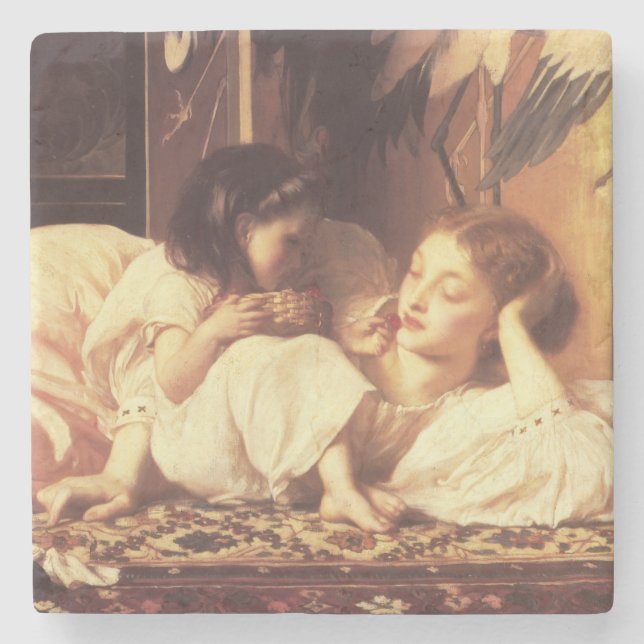 Posavasos De Piedra Madre e hijo (mujer y su hija) (Anverso)