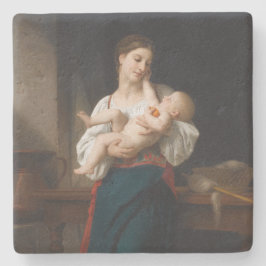 Posavasos De Piedra Madre y Niño (por Bouguereau)