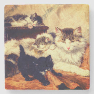 Posavasos De Piedra Madre y sus gatitos