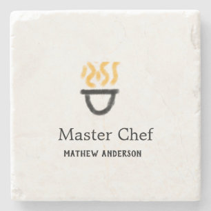 Posavasos De Piedra Maestro chef agregar nombre sartén negro humo de f