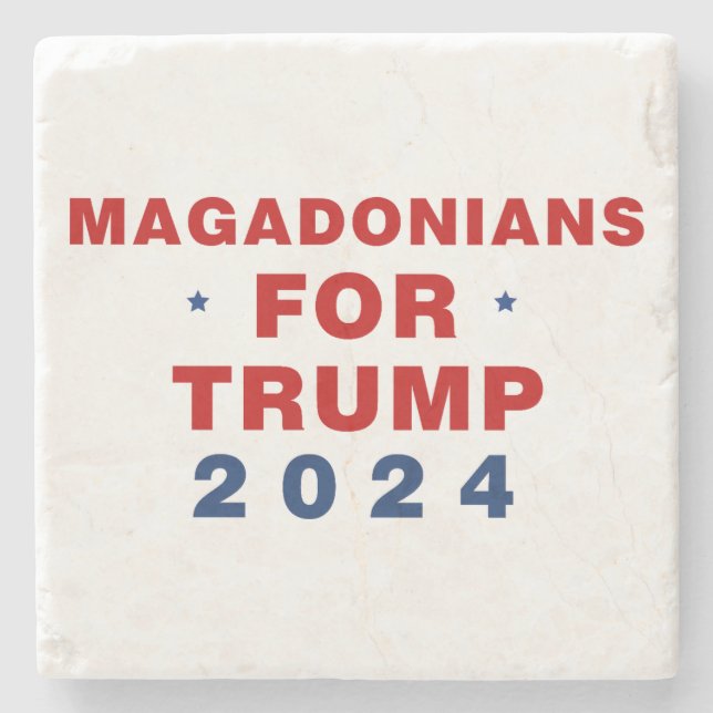 Posavasos De Piedra Magadonianos Por El Azul Rojo De Trump 2024 (Anverso)