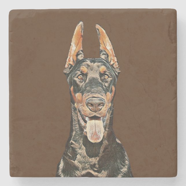 Posavasos De Piedra Magnífica montaña de mármol Doberman Pinscher pint (Anverso)