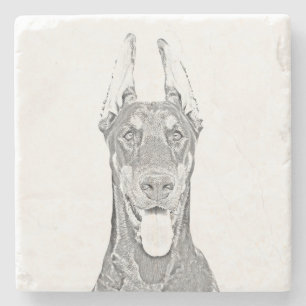 Posavasos De Piedra Magnífico lápiz Doberman Pinscher Márble Coaster