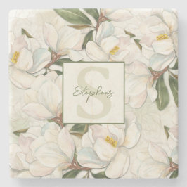 Posavasos De Piedra Magnolia Monograma Floral