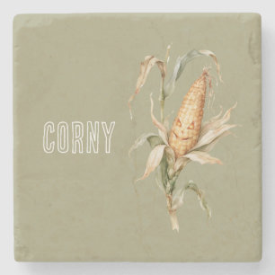 Posavasos De Piedra Maíz Verde Amarillo Corny
