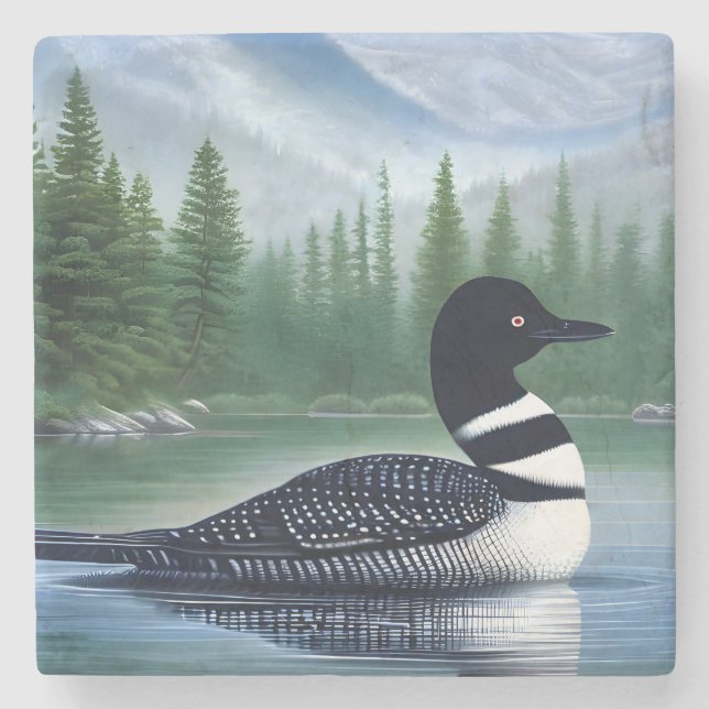 Posavasos De Piedra Majestic Northern Wilderness Loon (Anverso)