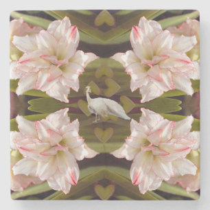 Posavasos De Piedra Majestic Peacock y Amaryllis Candy Cane